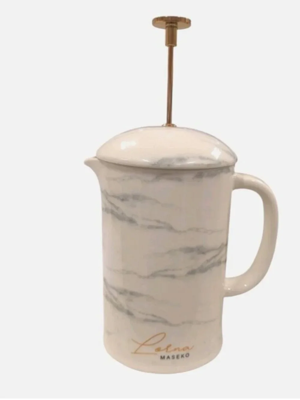 Lorna Maseko Rose Gold Marble Finish Ceramic 4.25-Cup French Press Coffee Maker